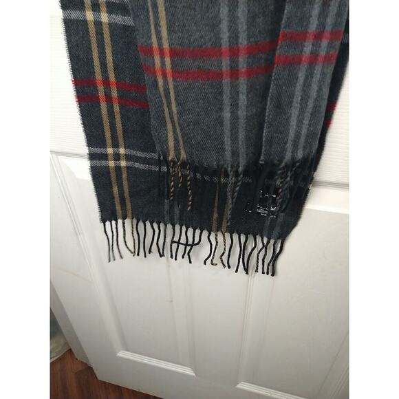 Cejon Unisex Scarf Grey Plaid End Fringe Made In Italy - Picture 5 of 6